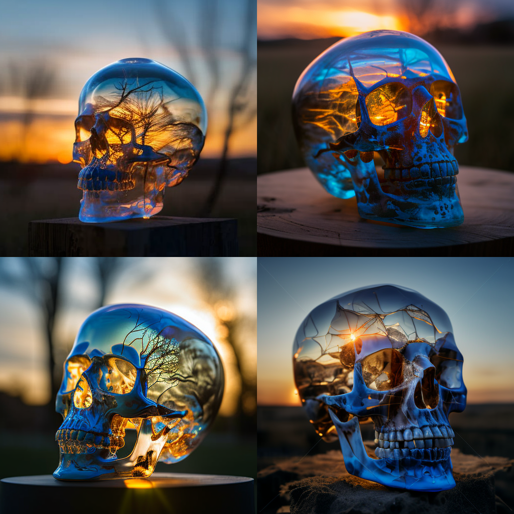 Crystal skull - set of 4